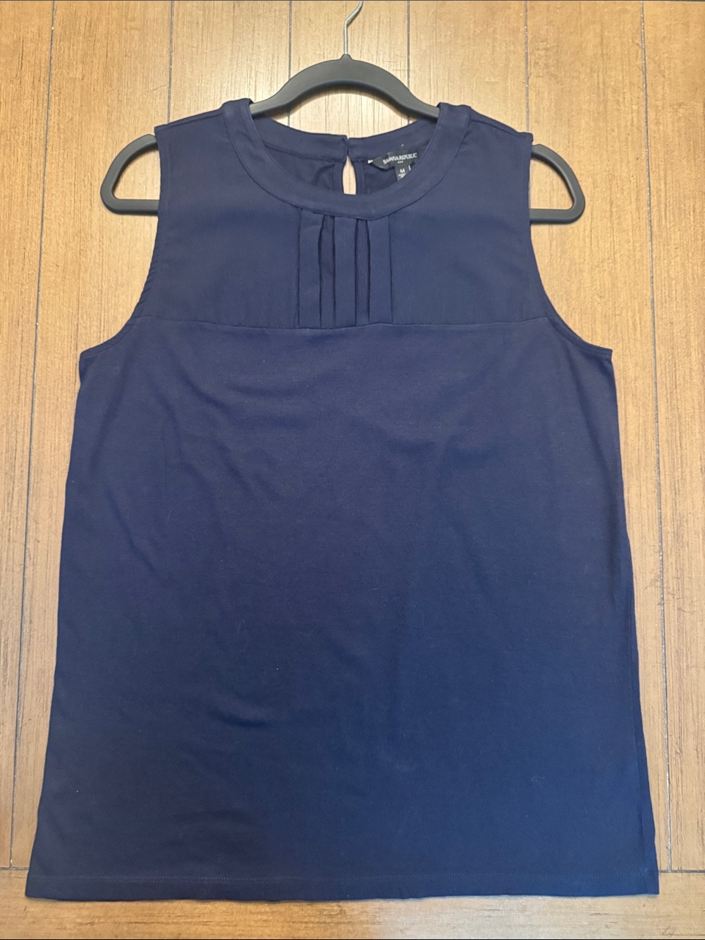 Banana Republic Factory Navy Pleated Yoke Sleeveless Tank